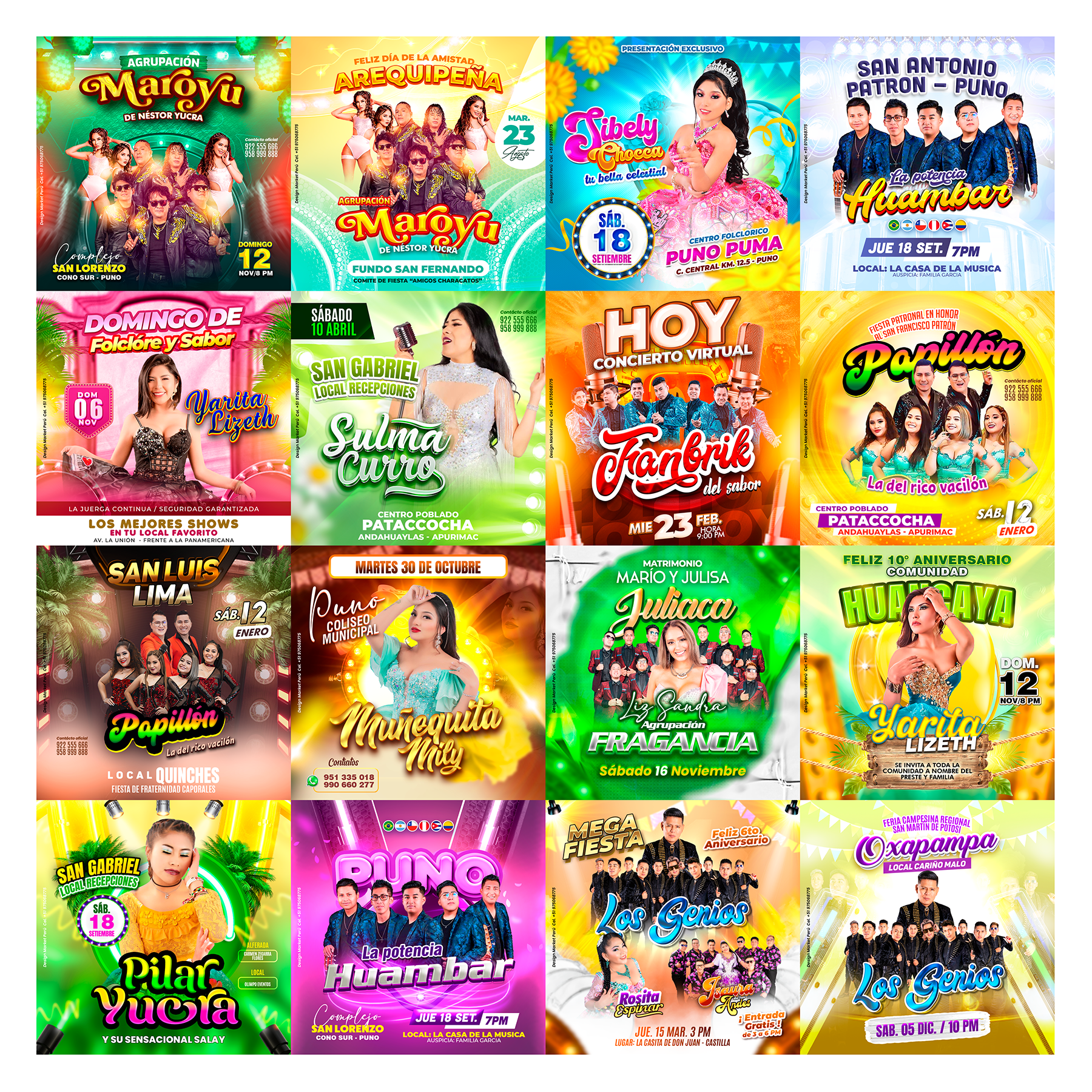 Pack 80 Flyer post Folclóricos Versión III diseños photoshop editables - Design Market Perú