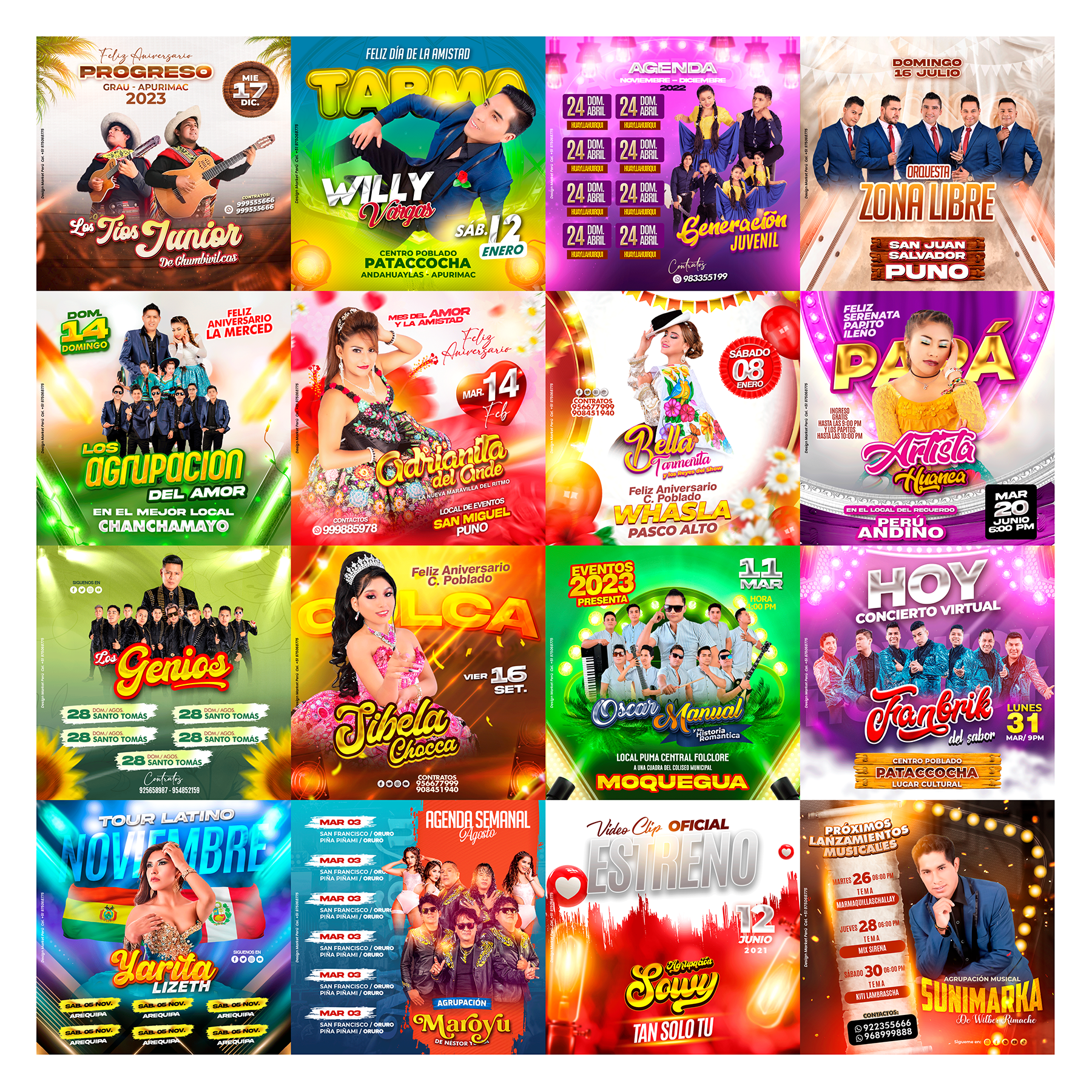 Pack 80 Flyer post Folclóricos Versión III diseños photoshop editables - Design Market Perú