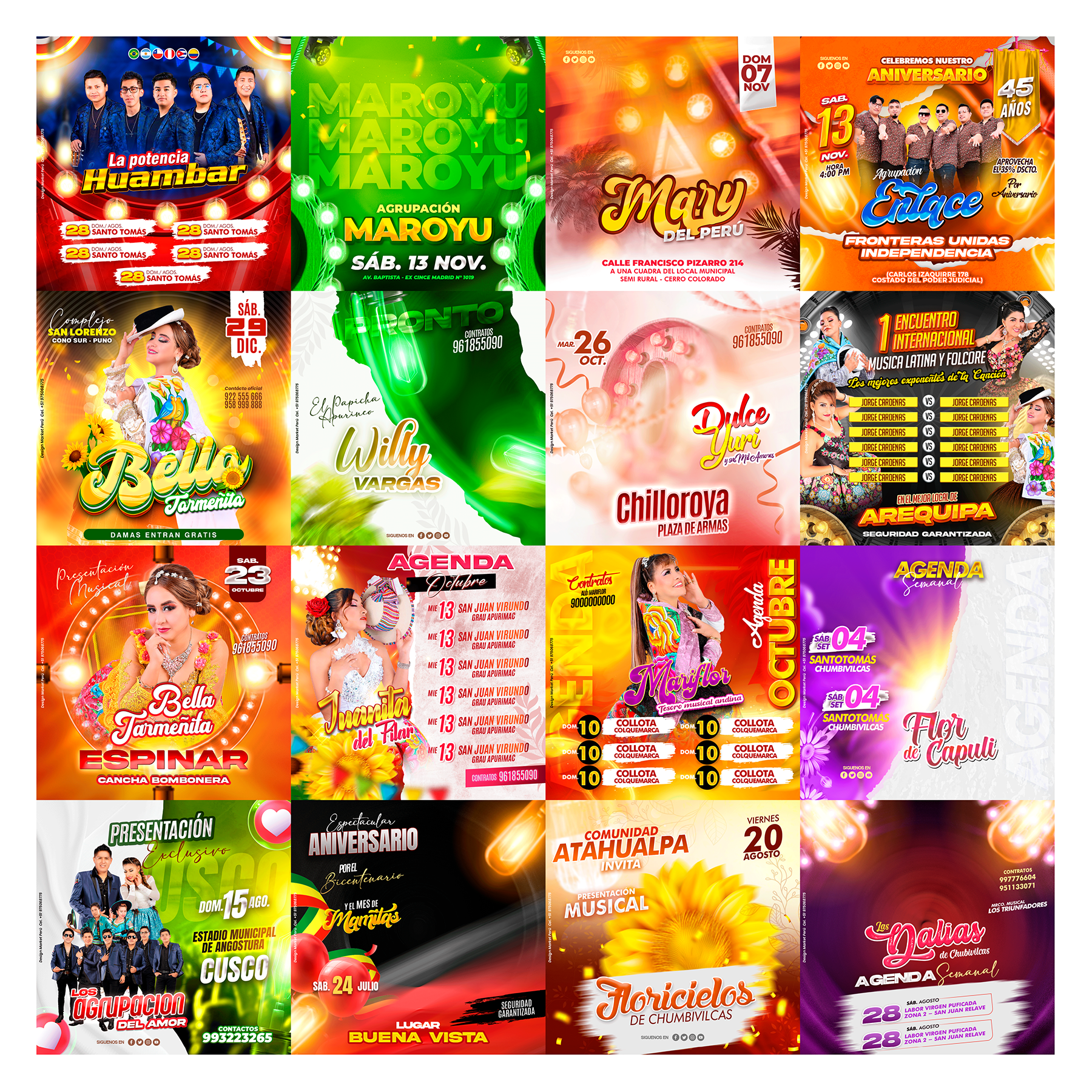 Pack 80 Flyer post Folclóricos Versión III diseños photoshop editables - Design Market Perú