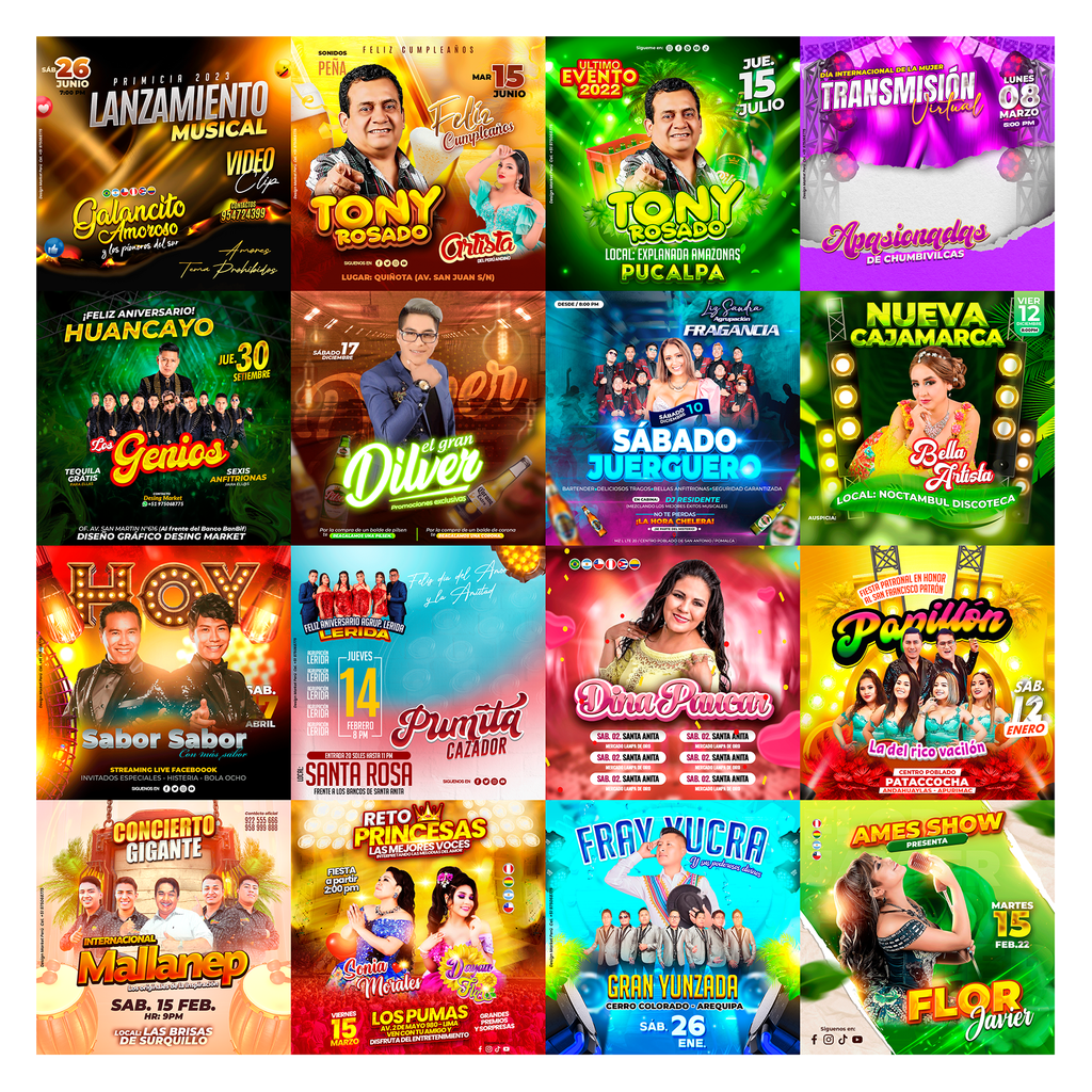 Pack 80 Flyer post Folclóricos Versión III diseños photoshop editables - Design Market Perú