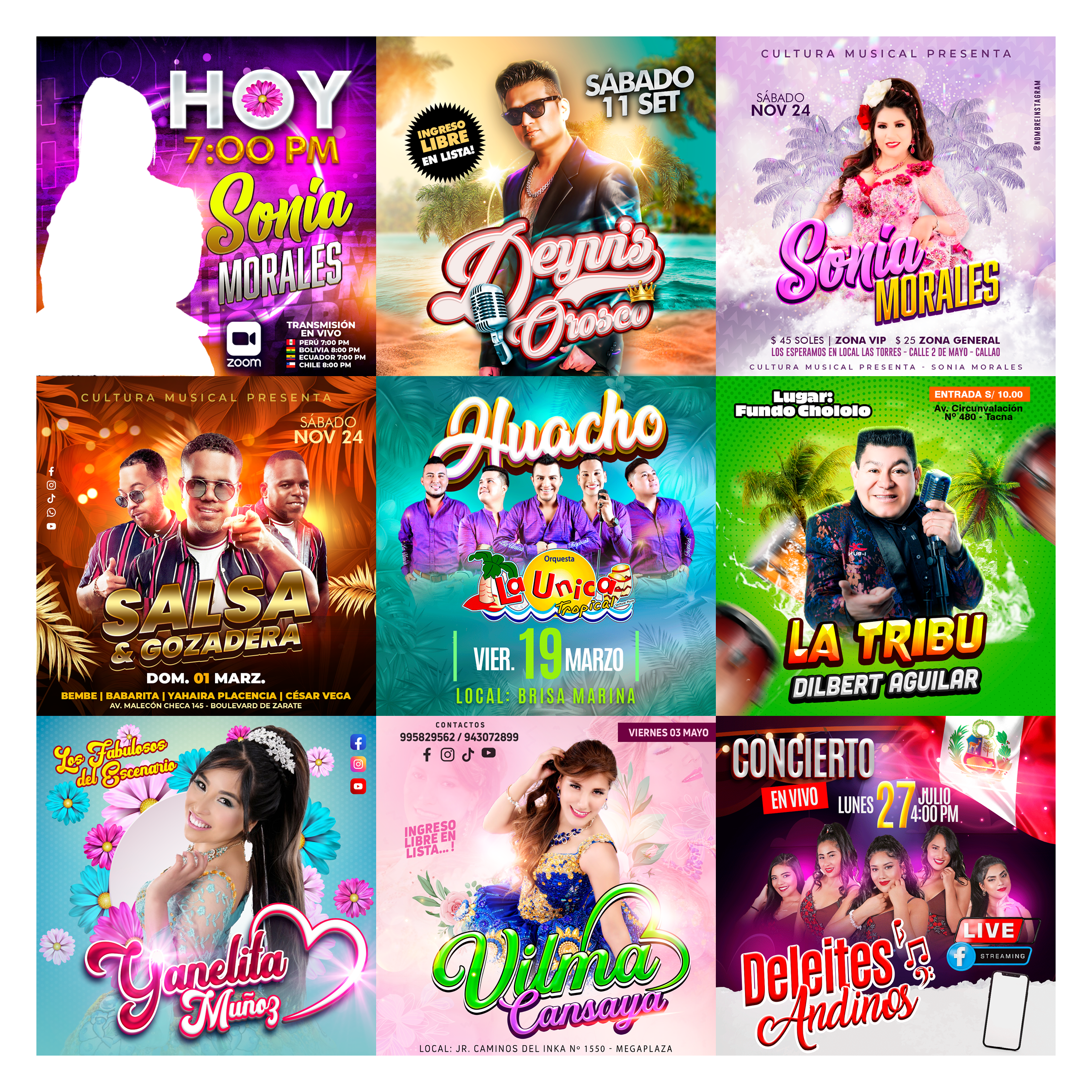 Pack 60 Flyer post Folclóricos Versión I diseños photoshop editables - Design Market Perú