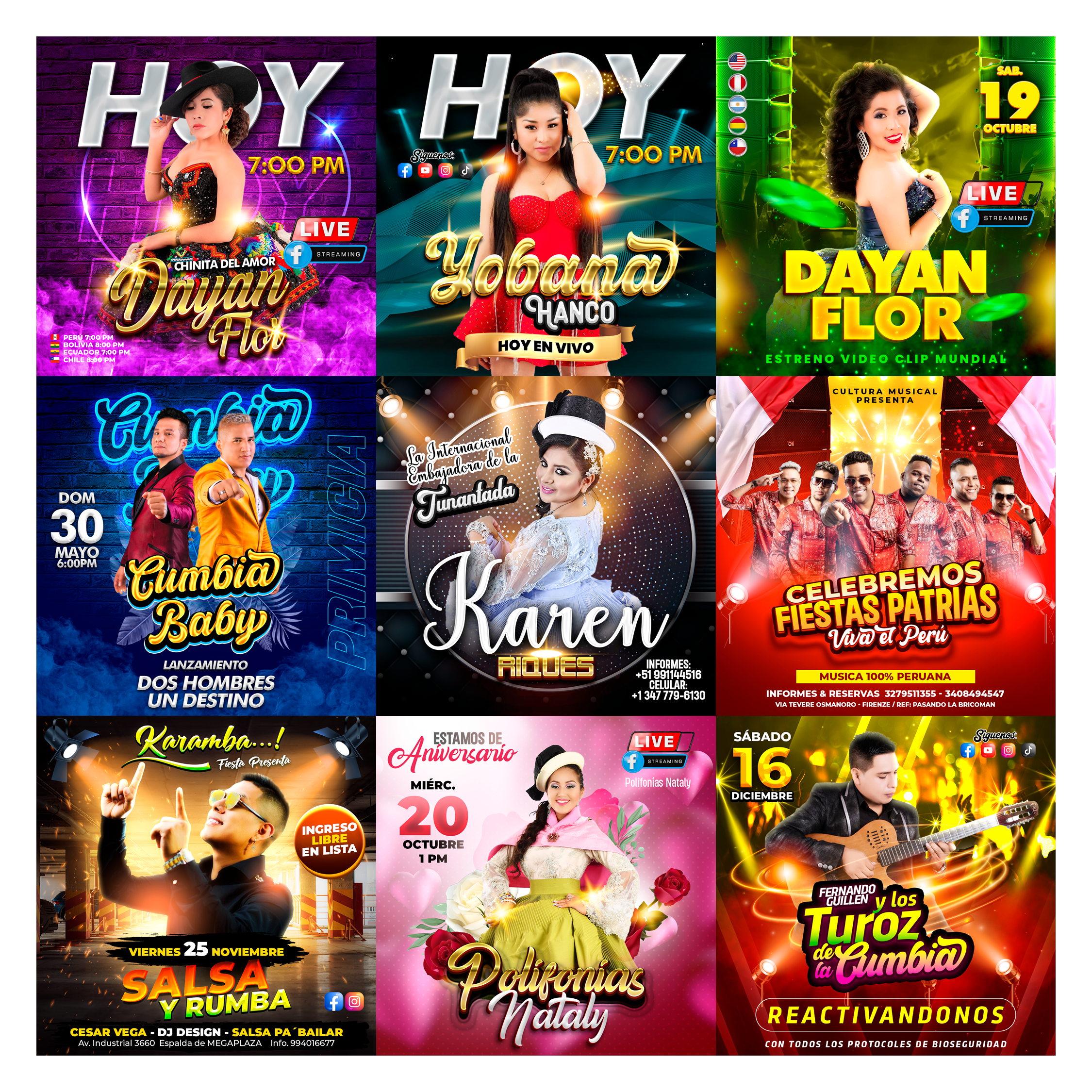 Pack 60 Flyer post Folclóricos Versión I diseños photoshop editables - Design Market Perú
