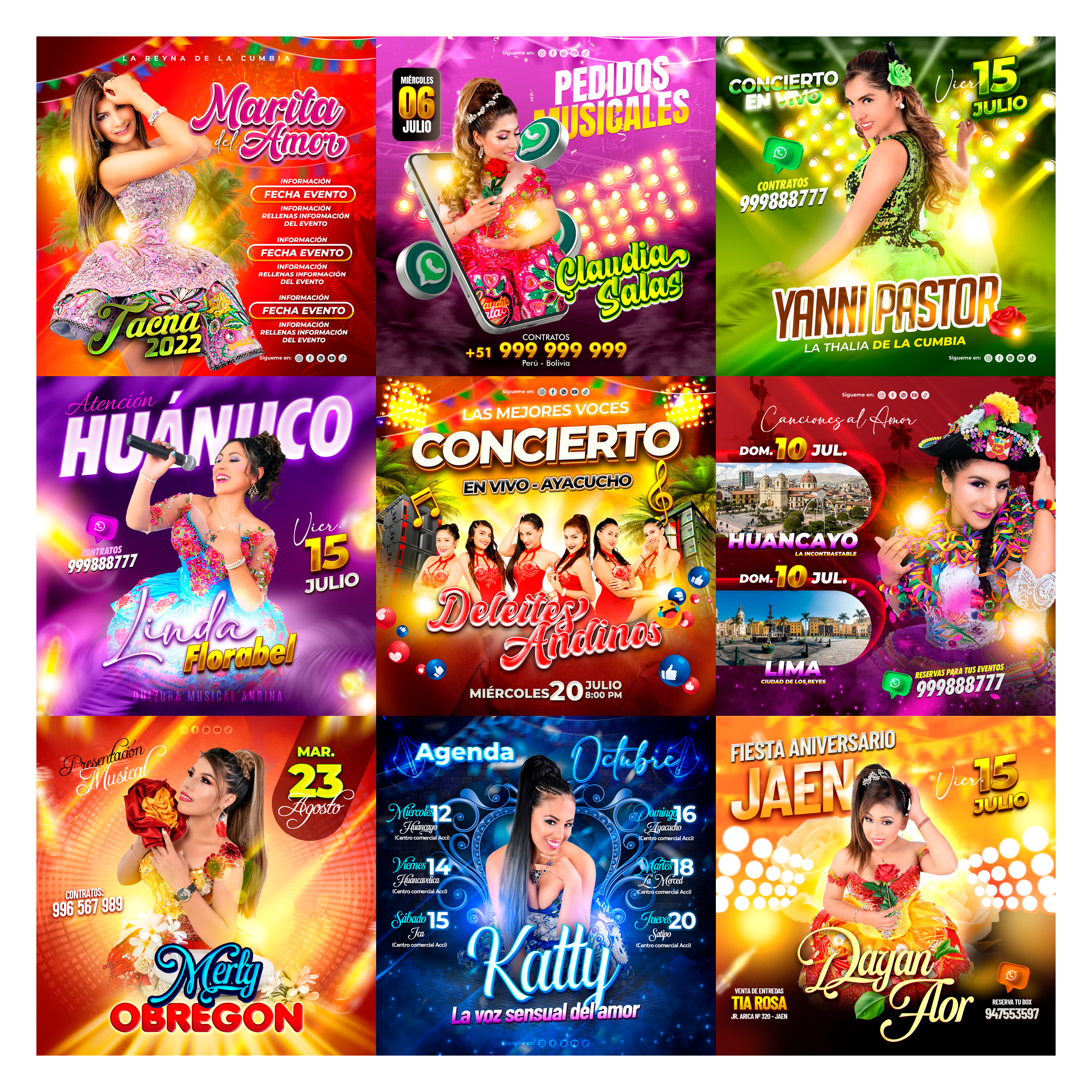 Pack 60 Flyer post Folclóricos Versión II diseños photoshop editables - Design Market Perú