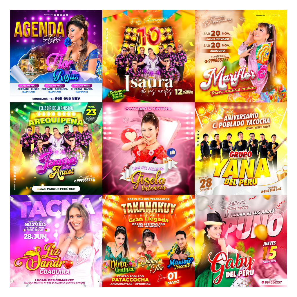 Pack 60 Flyer post Folclóricos Versión II diseños photoshop editables - Design Market Perú