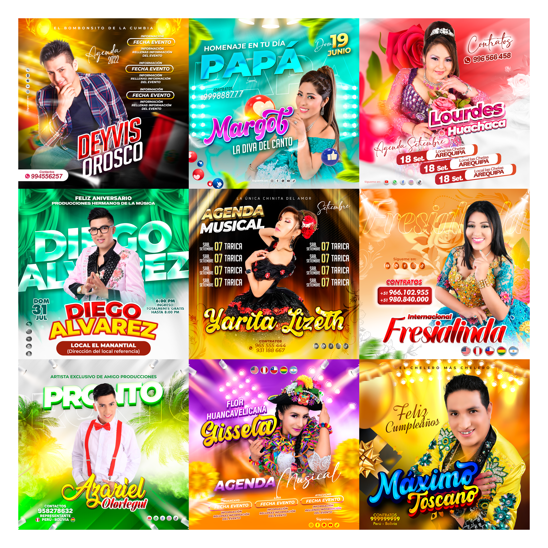 Pack 60 Flyer post Folclóricos Versión II diseños photoshop editables - Design Market Perú