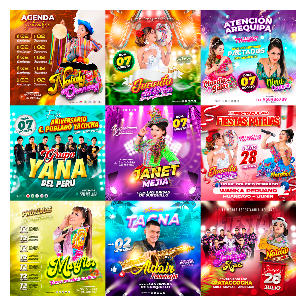 Pack 60 Flyer post Folclóricos Versión II diseños photoshop editables - Design Market Perú