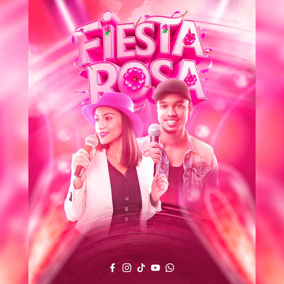 Flyer, post para redes sociales Fiesta Rosa – Design Market Perú