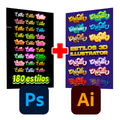 180 ESTILOS PHOTOSHOP + 290 ESTILOS 3D ILLUSTRATOR - Design Market Perú