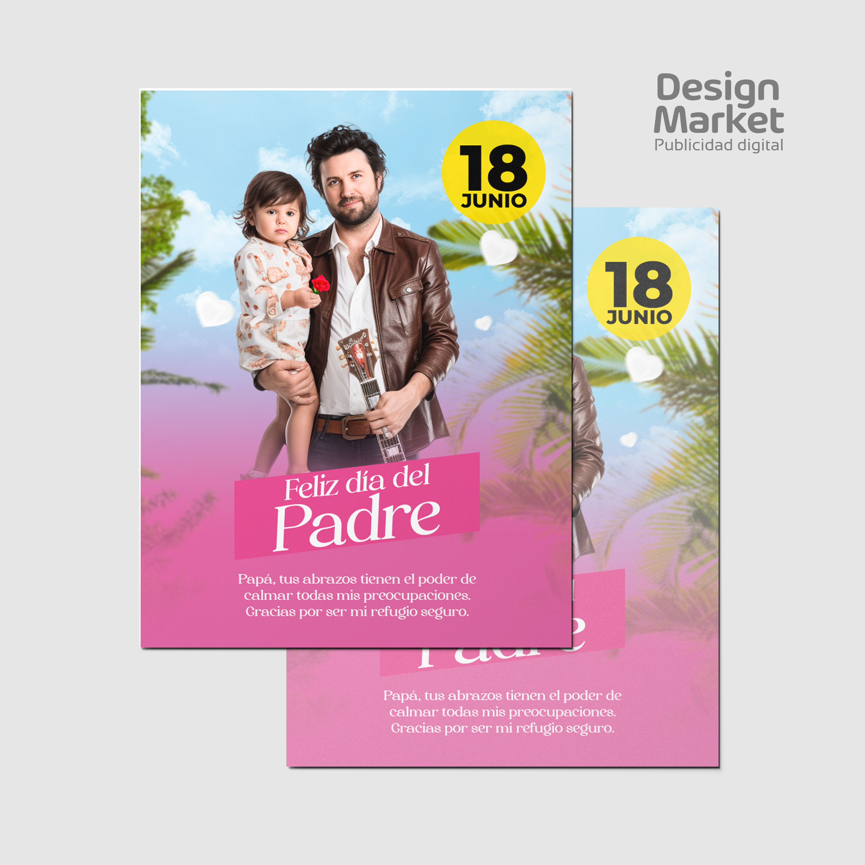 Flyer, post para redes sociales Día del Padre - Rosado - Design Market Perú