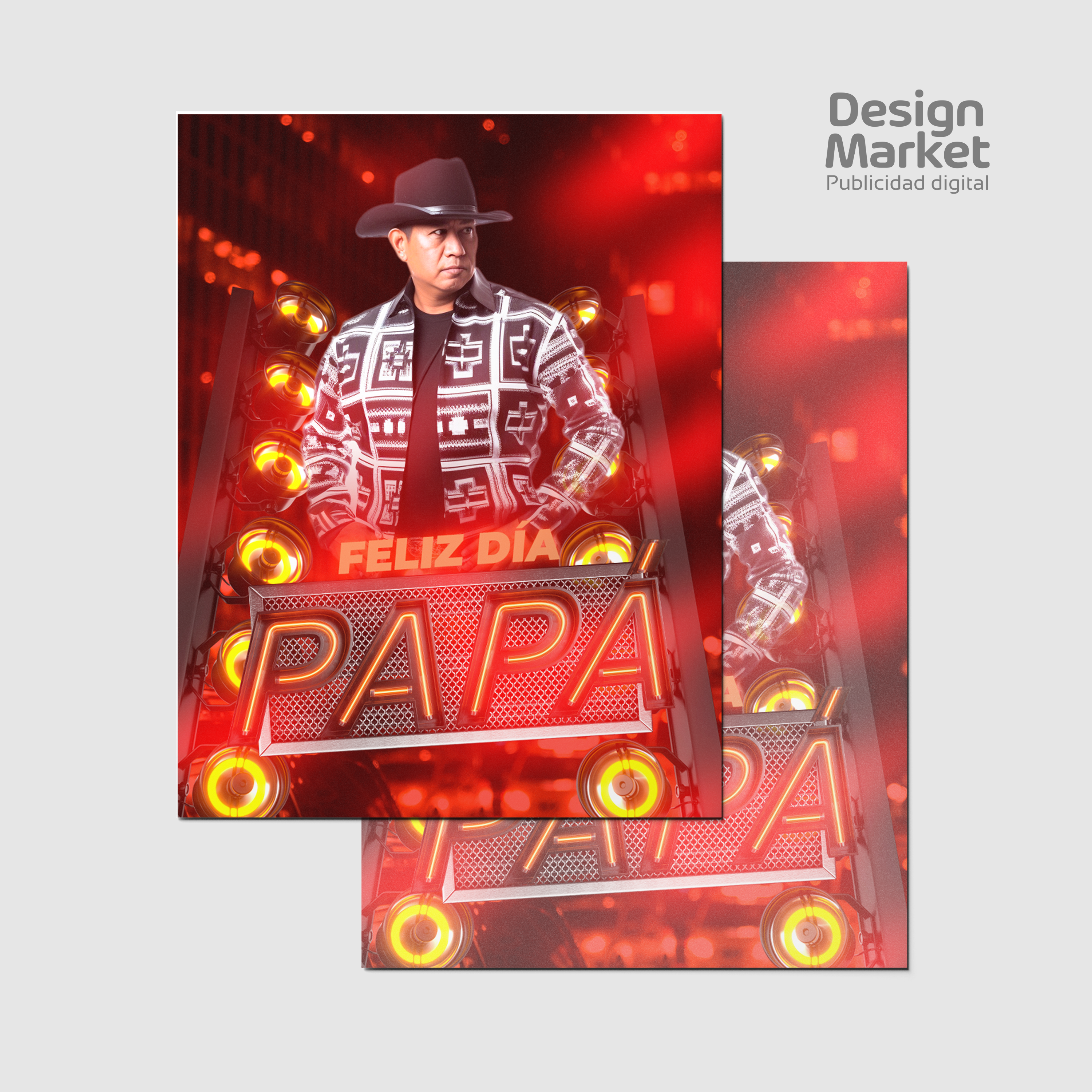 Flyer, post para redes sociales Día del Padre - Rojo festivo - Design Market Perú
