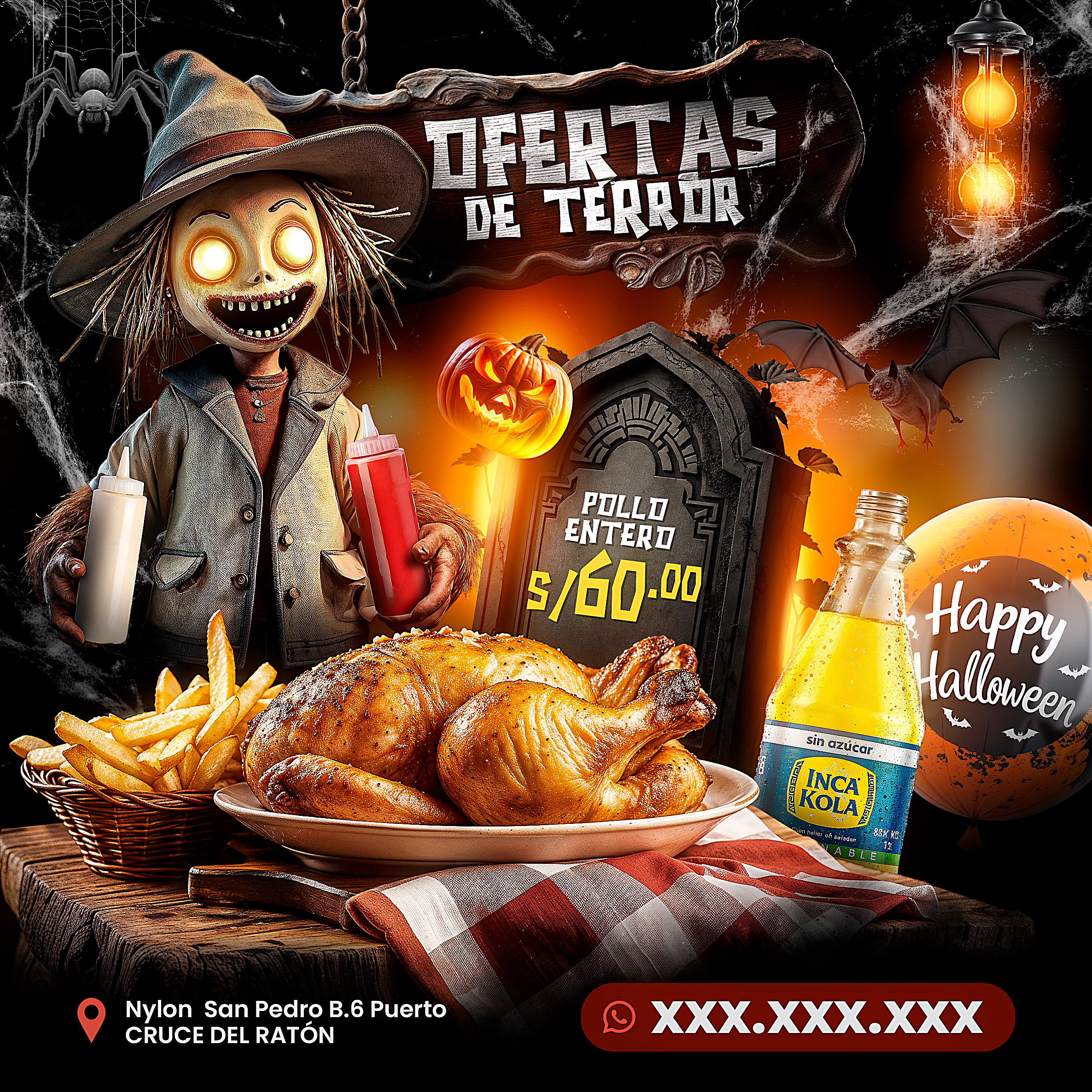 FLYER DISEÑO HALLOWEEN POLLERIA
