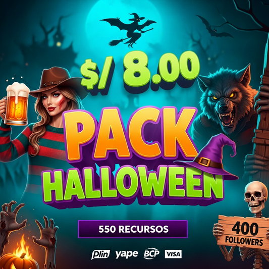 Pack Halloween 550 PNG – Recursos Gráficos Decorativos para Diseño, Canva, Photoshop
