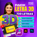 PACK DE 730 LETRAS 3D - PSD + ILLUSTRATOR