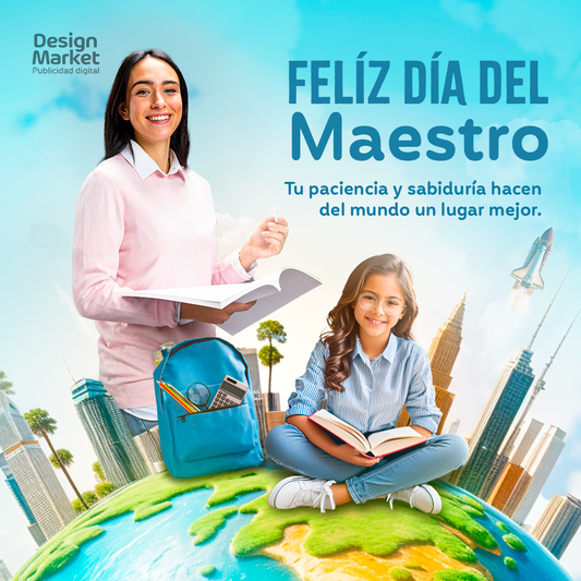 Plantilla día del maestro profesora y alumna - Design Market Perú