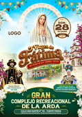 Portada de fiesta patronal Virgen de Fátima, plantilla A4 editable en Photoshop